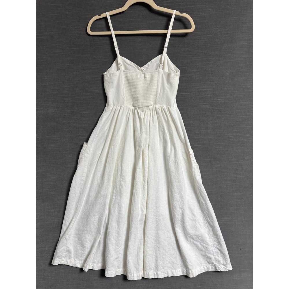 Urban Outfitter Cooperative Dress S Cream Linen Midi Sundress Summer Smocked - Picture 2 of 9